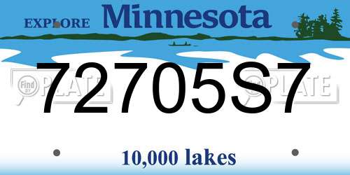 72705S7 Minnesota License Plate