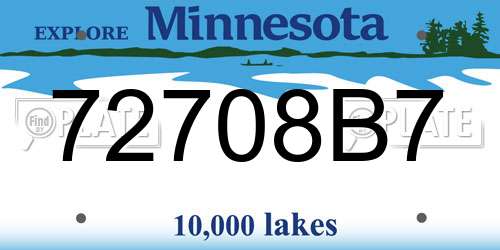 72708B7 Minnesota License Plate