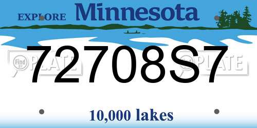 72708S7 Minnesota License Plate