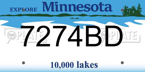 7274BD Minnesota License Plate