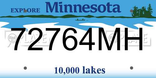 72764MH Minnesota License Plate