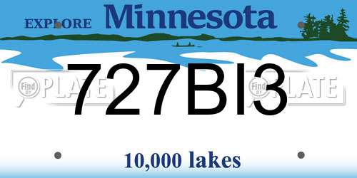 727BI3 Minnesota License Plate