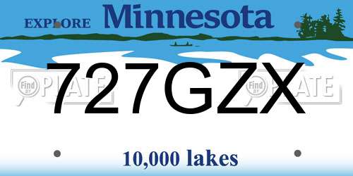 727GZX Minnesota License Plate