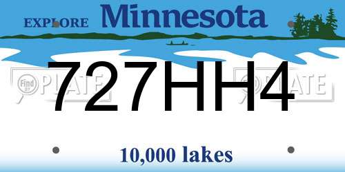 727HH4 Minnesota License Plate