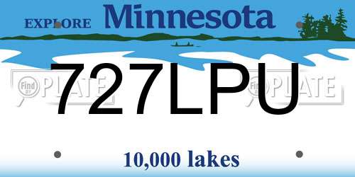 727LPU Minnesota License Plate