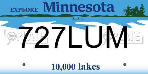727LUM Minnesota License Plate