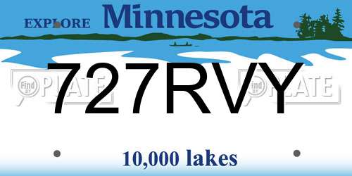 727RVY Minnesota License Plate