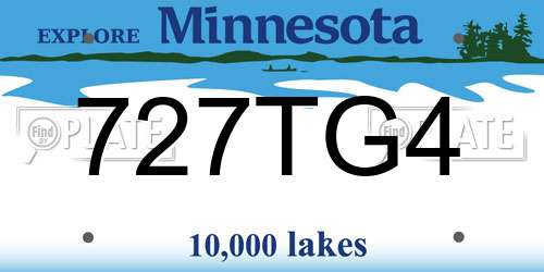 727TG4 Minnesota License Plate