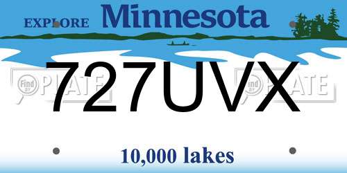 727UVX Minnesota License Plate