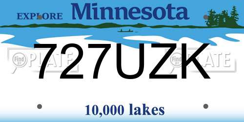 727UZK Minnesota License Plate