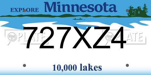 727XZ4 Minnesota License Plate