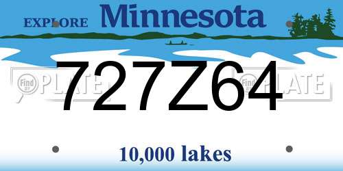 727Z64 Minnesota License Plate