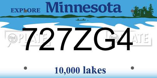 727ZG4 Minnesota License Plate