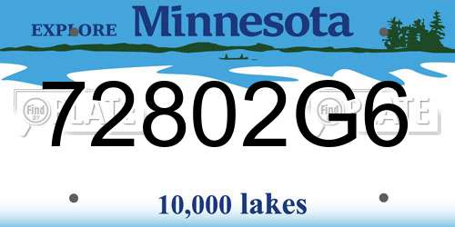 72802G6 Minnesota License Plate