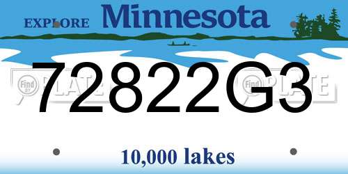 72822G3 Minnesota License Plate