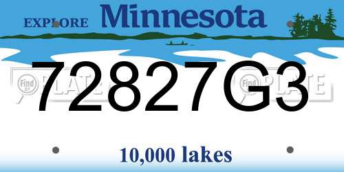 72827G3 Minnesota License Plate