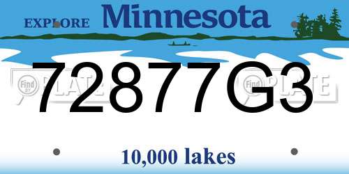 72877G3 Minnesota License Plate