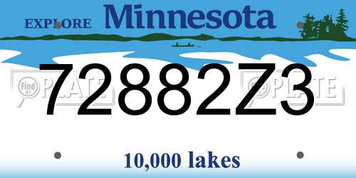 72882Z3 Minnesota License Plate