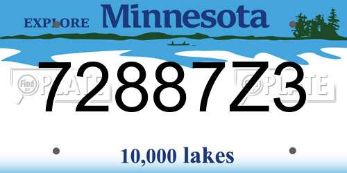 72887Z3 Minnesota License Plate