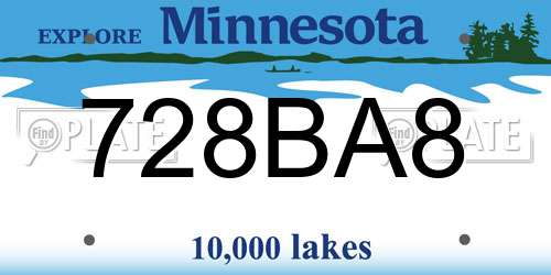 728BA8 Minnesota License Plate