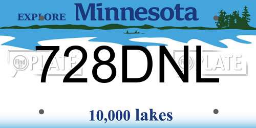 728DNL Minnesota License Plate
