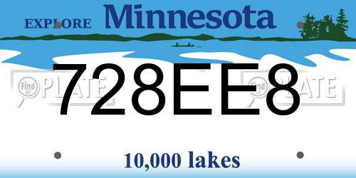 728EE8 Minnesota License Plate