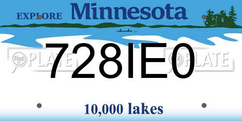 728IE0 Minnesota License Plate