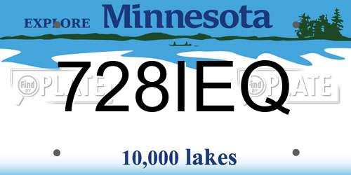 728IEQ Minnesota License Plate