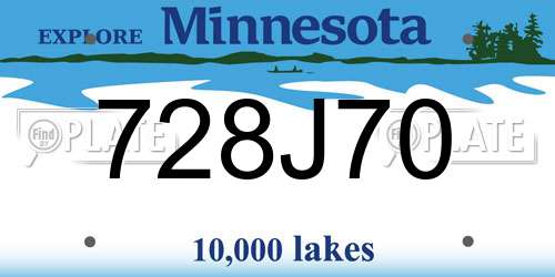 728J70 Minnesota License Plate