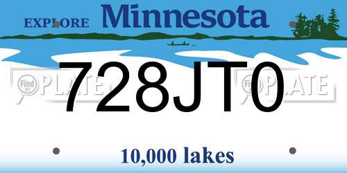 728JT0 Minnesota License Plate