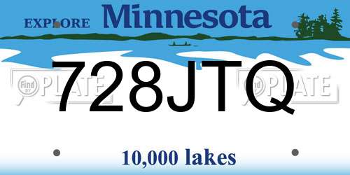 728JTQ Minnesota License Plate