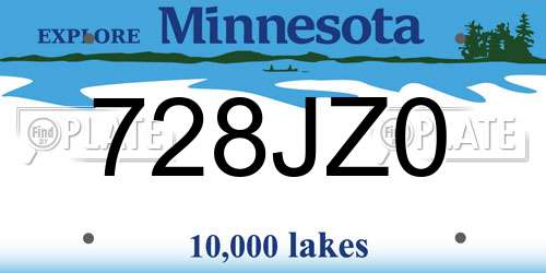 728JZ0 Minnesota License Plate