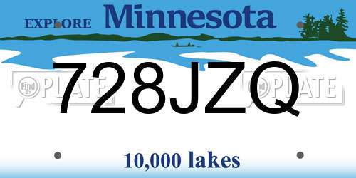 728JZQ Minnesota License Plate