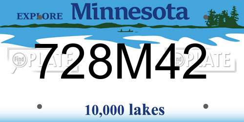 728M42 Minnesota License Plate