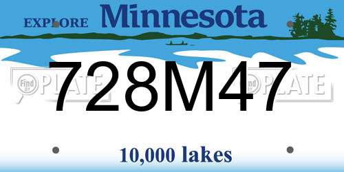 728M47 Minnesota License Plate