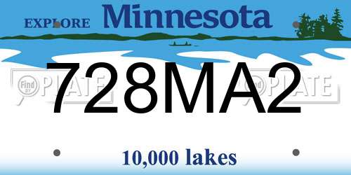728MA2 Minnesota License Plate