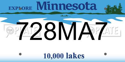 728MA7 Minnesota License Plate