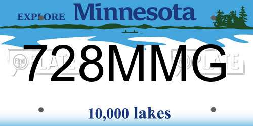 728MMG Minnesota License Plate