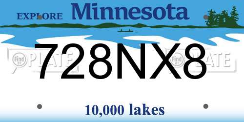 728NX8 Minnesota License Plate