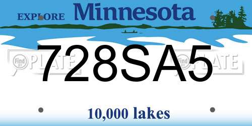 728SA5 Minnesota License Plate