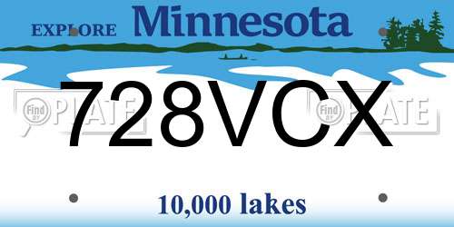 728VCX Minnesota License Plate