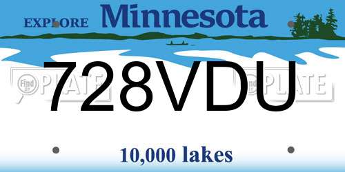 728VDU Minnesota License Plate