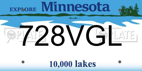 728VGL Minnesota License Plate