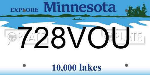 728VOU Minnesota License Plate