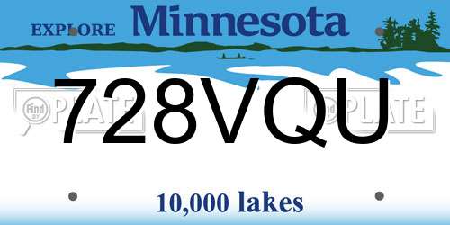 728VQU Minnesota License Plate