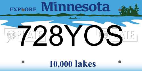 728YOS Minnesota License Plate