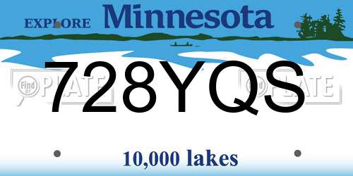 728YQS Minnesota License Plate