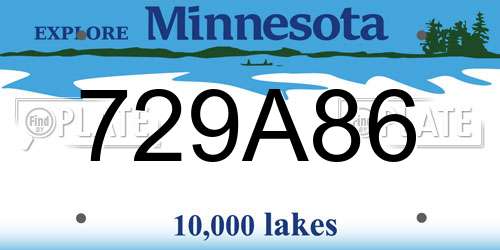 729A86 Minnesota License Plate