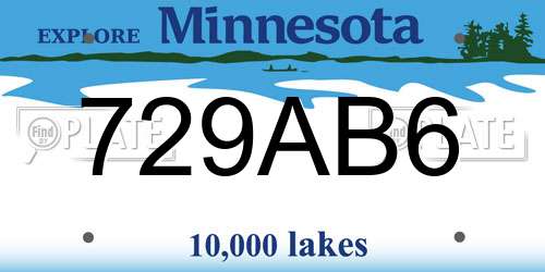 729AB6 Minnesota License Plate
