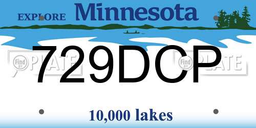 729DCP Minnesota License Plate